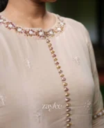 Light Terracotta Brown Organza Kurta - Image 3