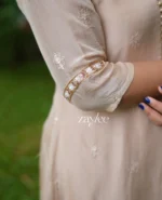 Light Terracotta Brown Organza Kurta - Image 2