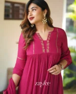 Magenta Zari Work Kurta - Image 5