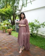 Mauve Brown Embellished Kurta - Image 2