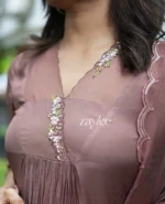 Mauve Brown Embellished Kurta - Image 3