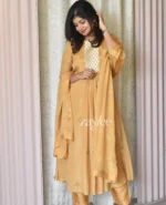 Mustard Gold Organza Kurta - Image 5