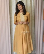 Mustard Gold Organza Kurta - Image 3