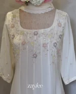 Off White Panel Anarkali with pastel embellishments - Image 4