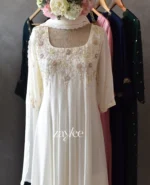 Off White Panel Anarkali with pastel embellishments - Image 3