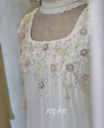 Off White Panel Anarkali with pastel embellishments - Image 2