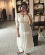 Off white pleated kurta with highlights