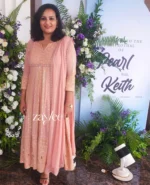 Peachy Pink Chikankari Anarkali - Image 2
