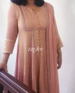 Peachy Pink Chikankari Anarkali - Image 3