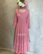 Pink Chikankari Anarkali - Image 2