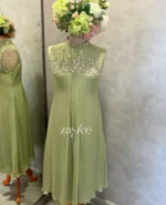Pista Green Box-pleat embroidered Kurta - Image 2