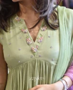 Pista Green Embroidered Kurta - Image 4