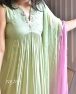 Pista Green Embroidered Kurta - Image 3