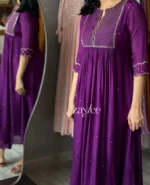 Purple Zari Scalloped Kurta - Image 3