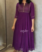 Purple Zari Scalloped Kurta - Image 2