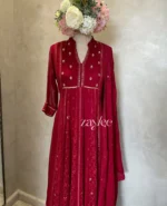 Red Chikankari Anarkali - Image 2