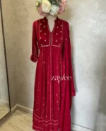 Red Chikankari Anarkali