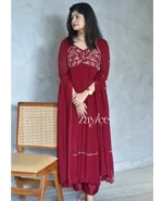 Red Panelled Anarkali - Image 2