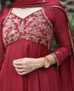 Red Panelled Anarkali - Image 4