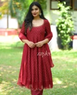 Red Silk Panel Anarkali - Image 2