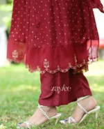 Red Silk Panel Anarkali - Image 4
