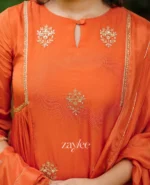 Rust Orange Zari Work Kurta - Image 4