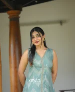 Slate Blue Embellished Front Slit Kurta - Image 3