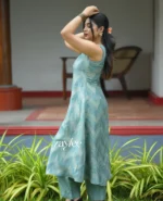 Slate Blue Embellished Front Slit Kurta - Image 6