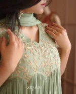 Sage Green Scalloped Kurta - Image 2