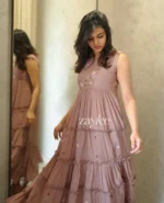 Dusty Mauve Organza Tier Dress - Image 2
