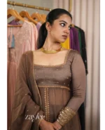 Truffle Brown Panelled Anarkali & Pants - Image 3