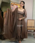 Truffle Brown Panelled Anarkali & Pants - Image 2
