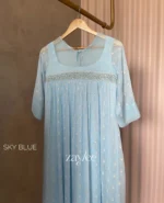 Embroidered gathered kurta with highlights - Image 4