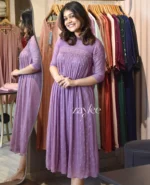 Embroidered gathered kurta with highlights