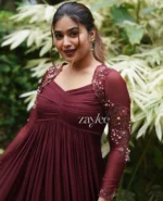 Mahogany Brown Pleated Gown - Image 2