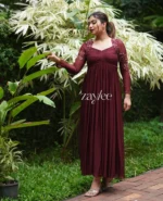Mahogany Brown Pleated Gown - Image 3