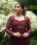 Mahogany Brown Pleated Gown - Image 4