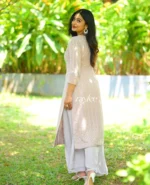 Nude Pink Handwork Chikankari Kurta - Image 6