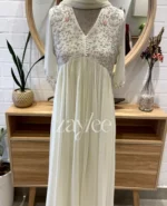 Off White Gathered Kurta - Image 2