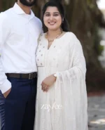 Off White Embellished Chikankari Anarkali