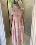 Pale Pink Zari Work Kurta - Image 4