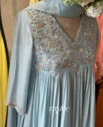 Pastel Blue Scalloped Kurta - Image 3