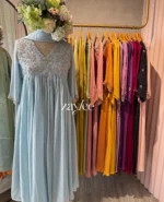 Pastel Blue Scalloped Kurta - Image 2