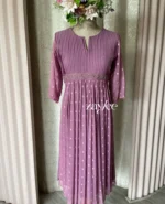 Lavender pleated kurta with highlights.
