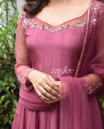 Berry Mauve Panel Anarkali - Image 3