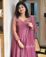 Berry Mauve Panel Anarkali - Image 2