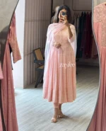 Pink Chikankari Anarkali & Net dupatta - Image 2