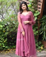 Berry Mauve Panel Anarkali - Image 4