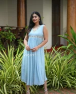 Ice Blue pleated Kurta - Image 3