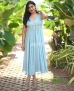 Ice Blue pleated Kurta - Image 4